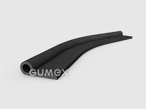 Mikroporézní pryžový profil tvaru "P" s dutinkou, 28x10/3mm, hustota 500kg/m3, EPDM, -30°C/+80°C, černý